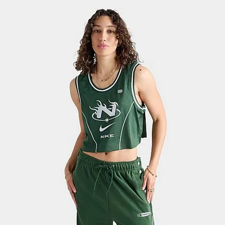 Nike Women's Sportswear Cropped Jersey in Fir/Silver Size: XS