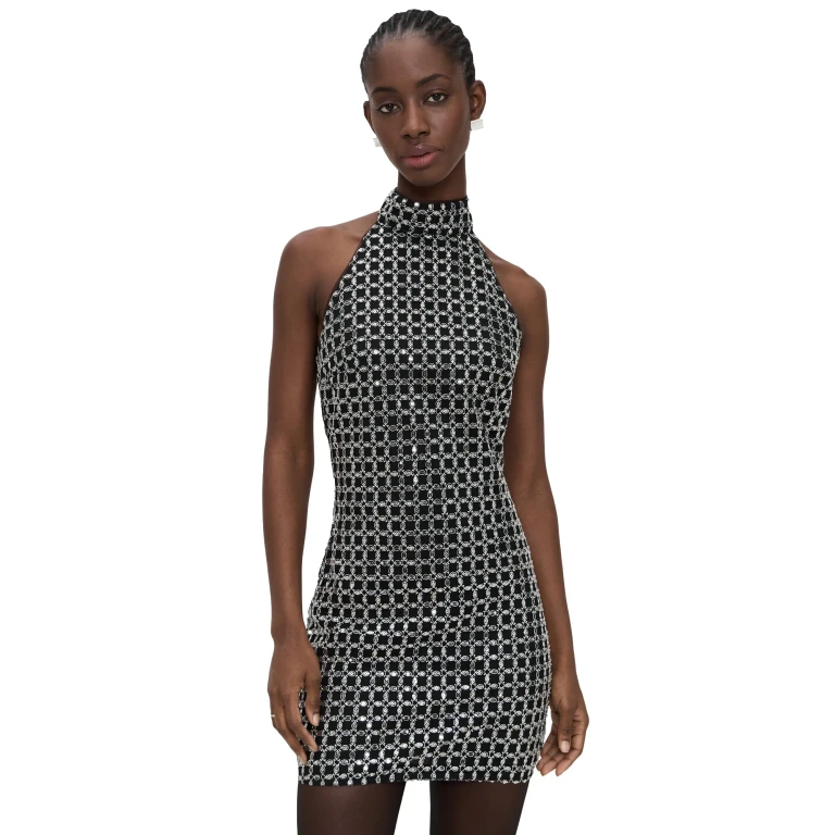 ROTATE Beaded Halterneck Dress Black 38