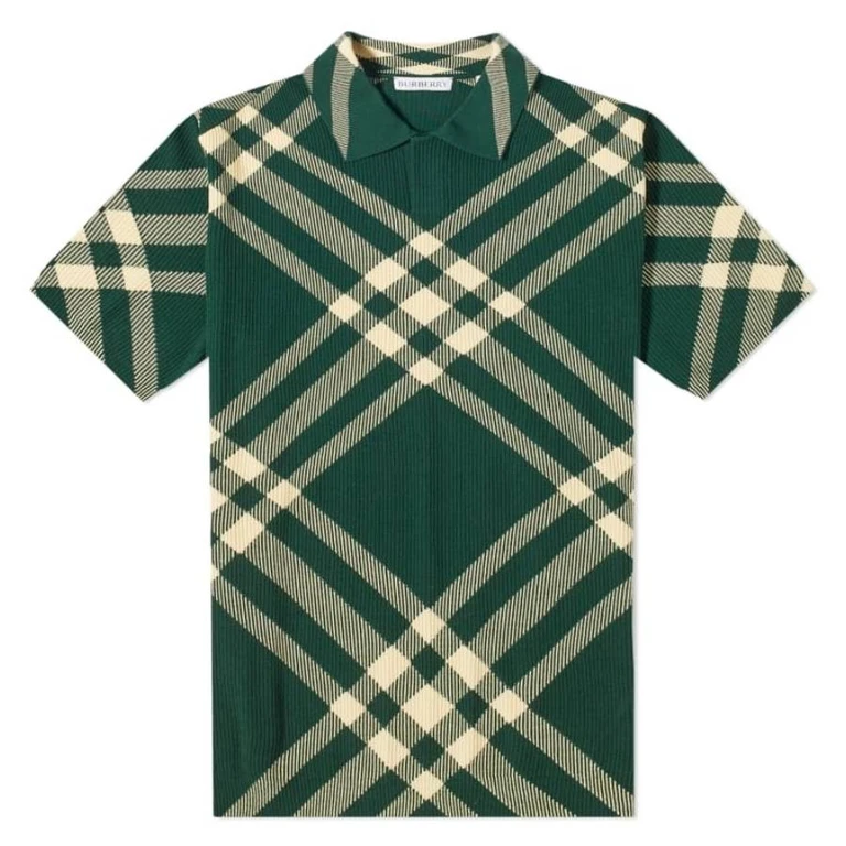 Burberry Check Wool Blend Polo Shirt