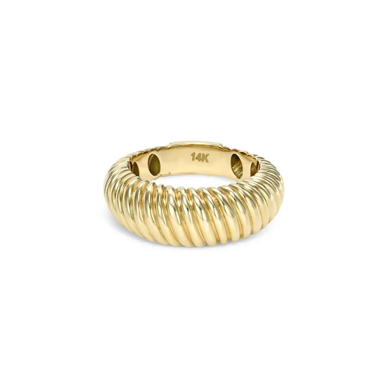 Zoe Lev 14K Yellow Gold Ribbed Dome Ring