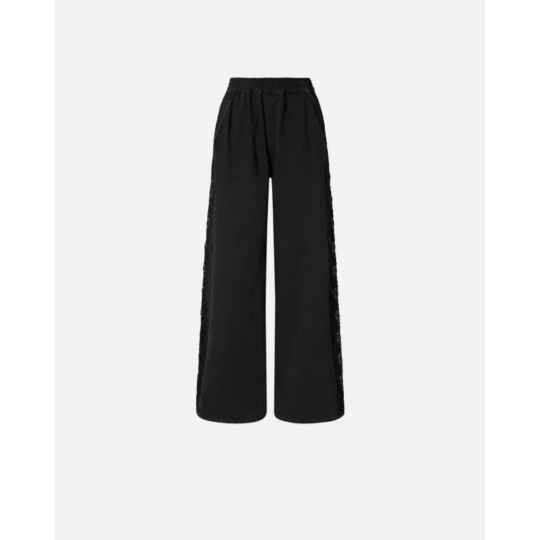 Pinko - Pantalon en denim avec bande latérale en dentelle - 36