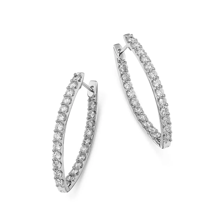 Diamond Inside Out Earrings in 14K White Gold, 3.0 tcw