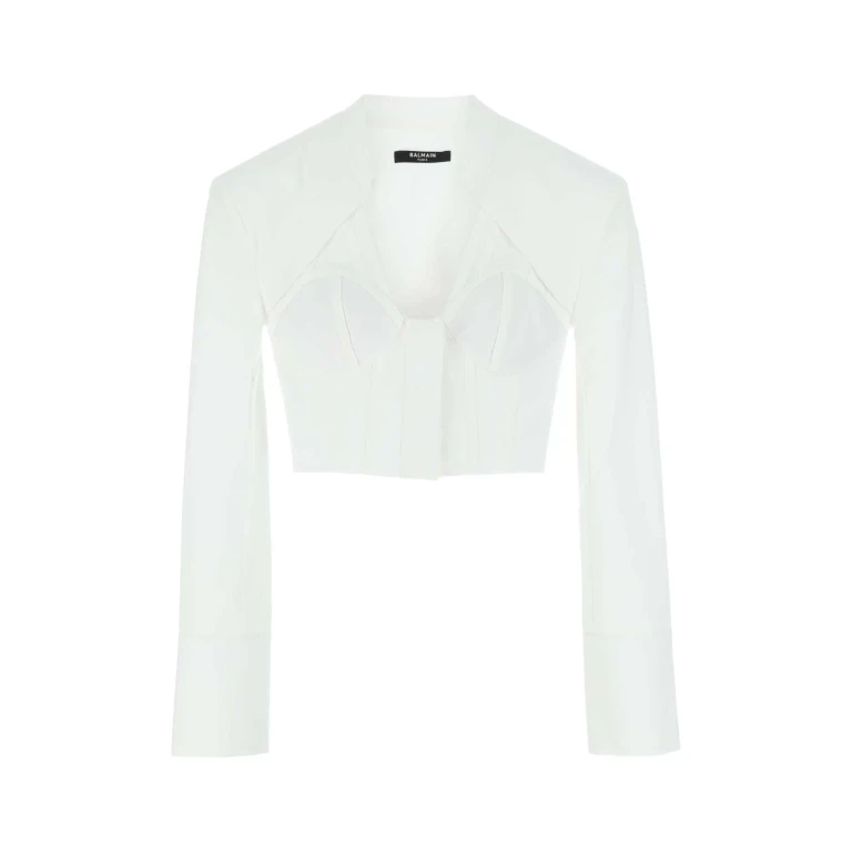 Chemise en popeline blanche Balmain