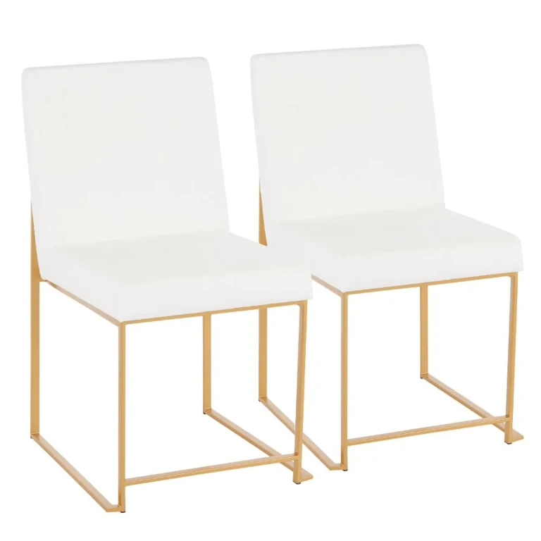 Fuji White and Gold Dining Chairs, Set of 2