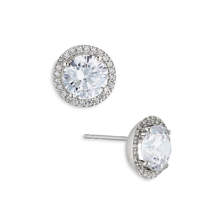 Nadri Round Halo Stud Earrings