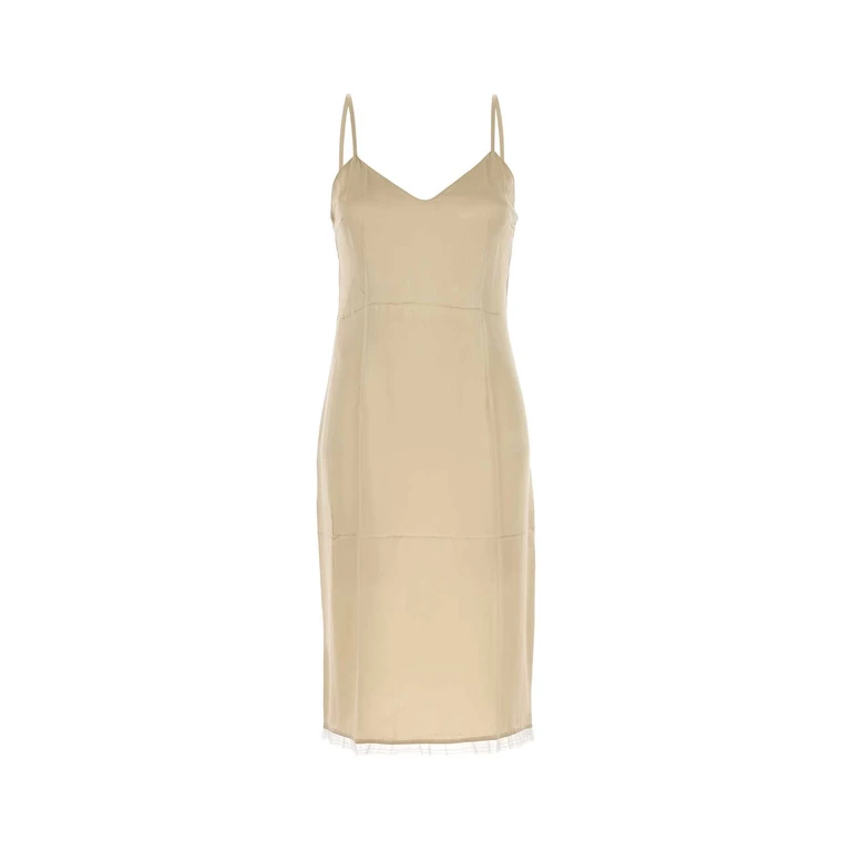 Prada Beige Satin Dress Deserto Abiti - Women