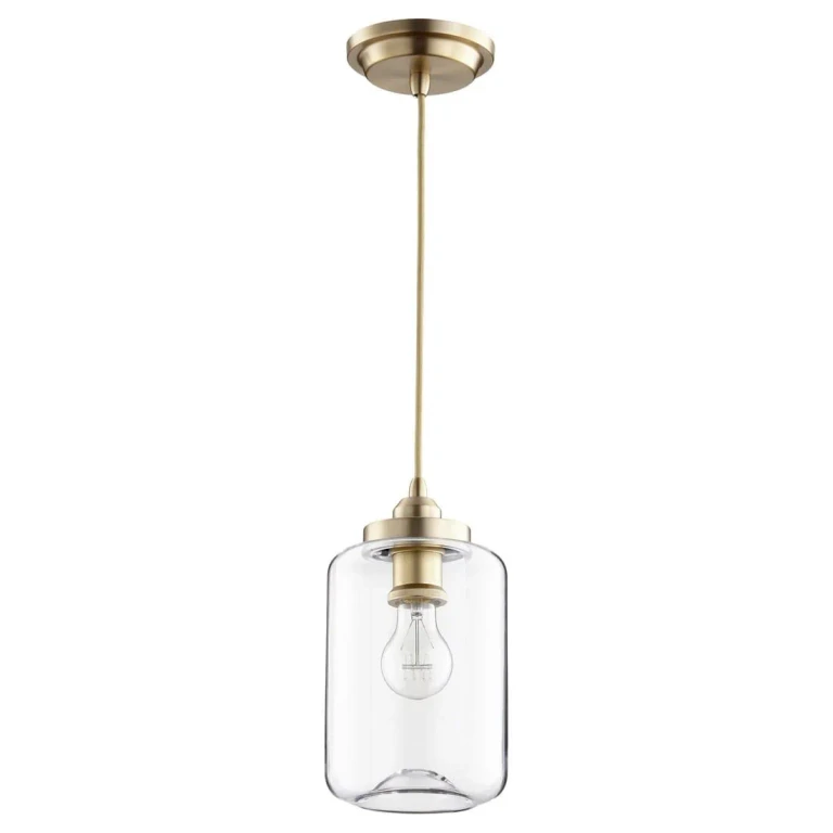 Quorum Transitional 6" Pendant Light in Aged Brass