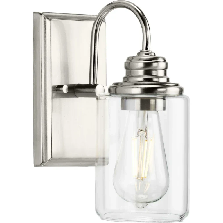 Brushed Nickel One Light Bath Bracket from the Aiken Collection