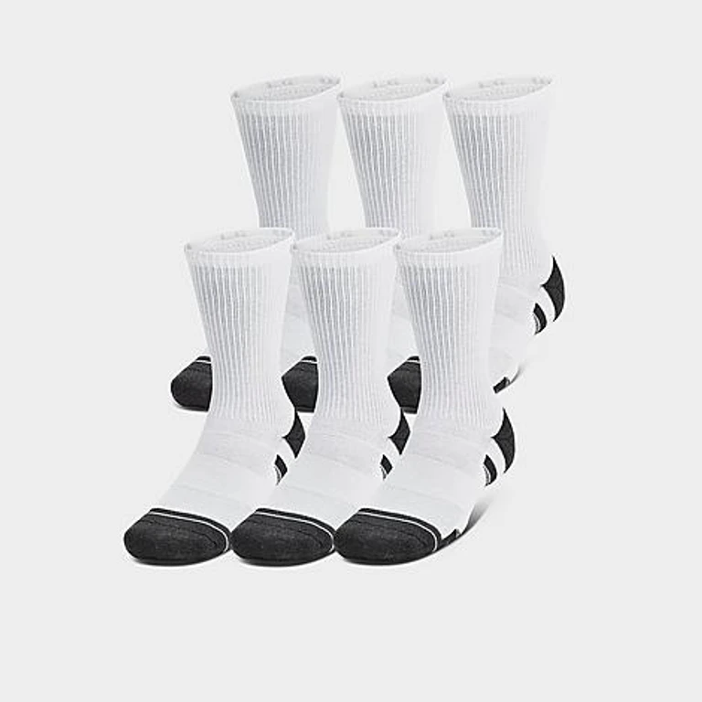 Under Armour Performance Tech Crew Socks (6-Pack) in White/White/Jet Grey Size: Medium