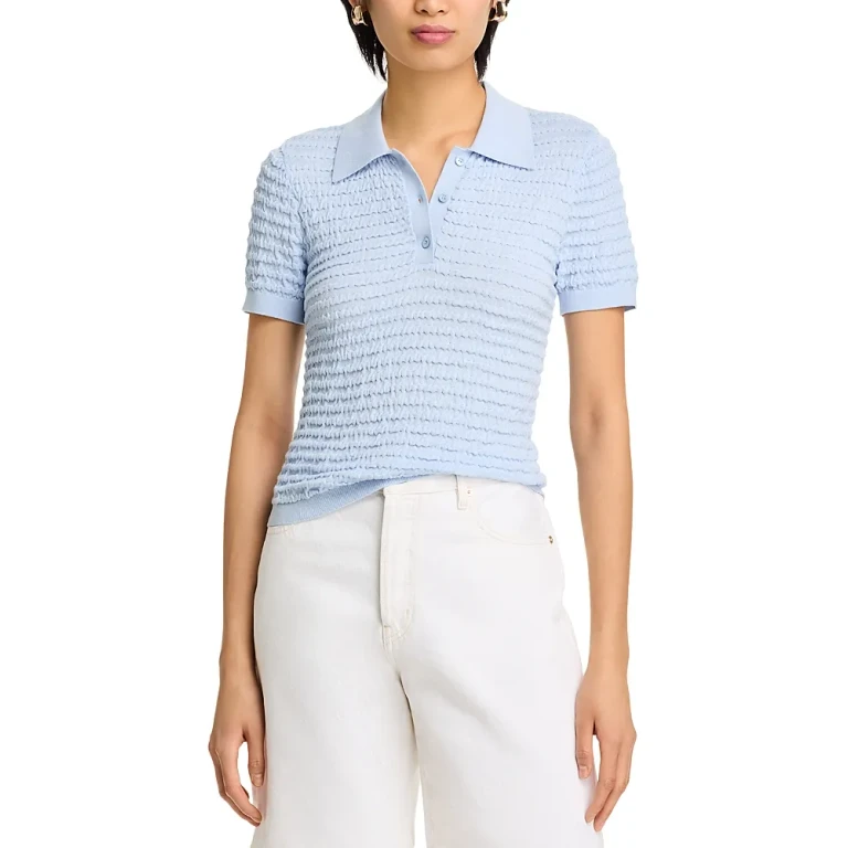 Frame The Smocked Silk Polo