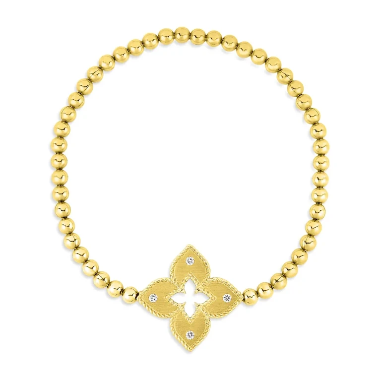 Roberto Coin 18K Yellow Gold Venetian Princess Diamond Large Flower Bracelet