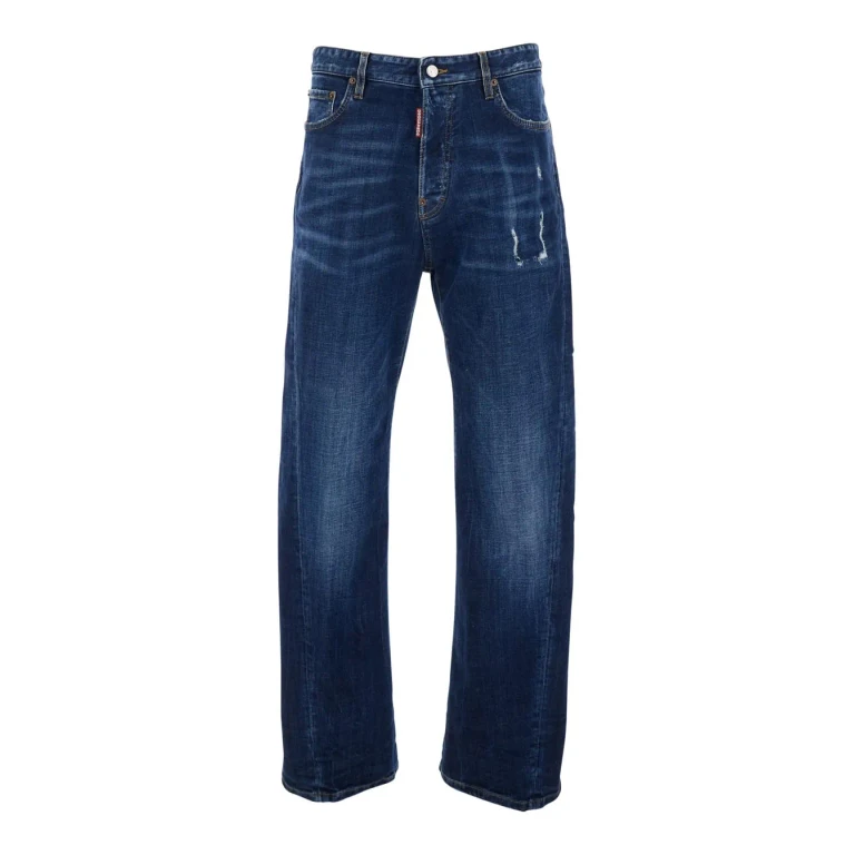 Dsquared2 Blue Jeans With Five-pocket Design And Faded Effect In Denim For Men