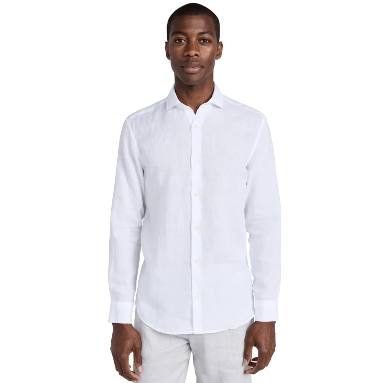 Frescobol Carioca Antonio Linen Shirt Sand Dune S
