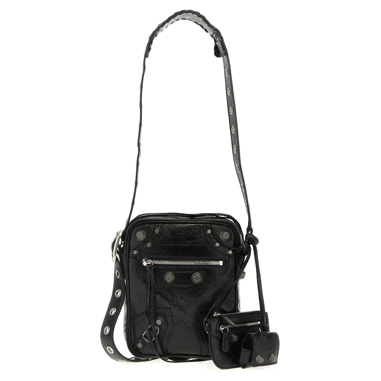 Balenciaga Black Lamb Leather Crossbody Bag - Men