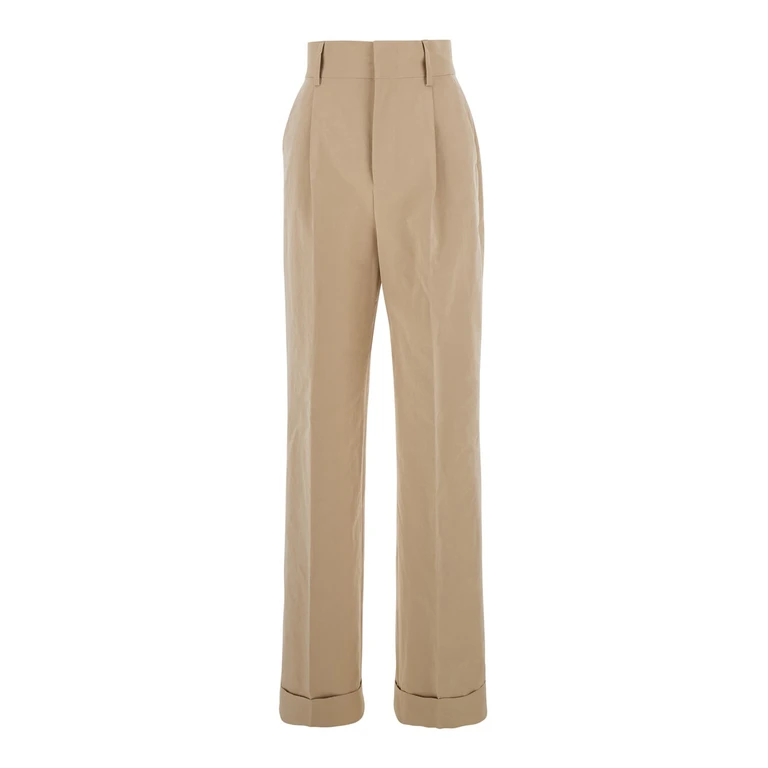 Philosophy di Lorenzo Serafini Beige Pants With Cuffs And Pleated Details In Cotton Woman