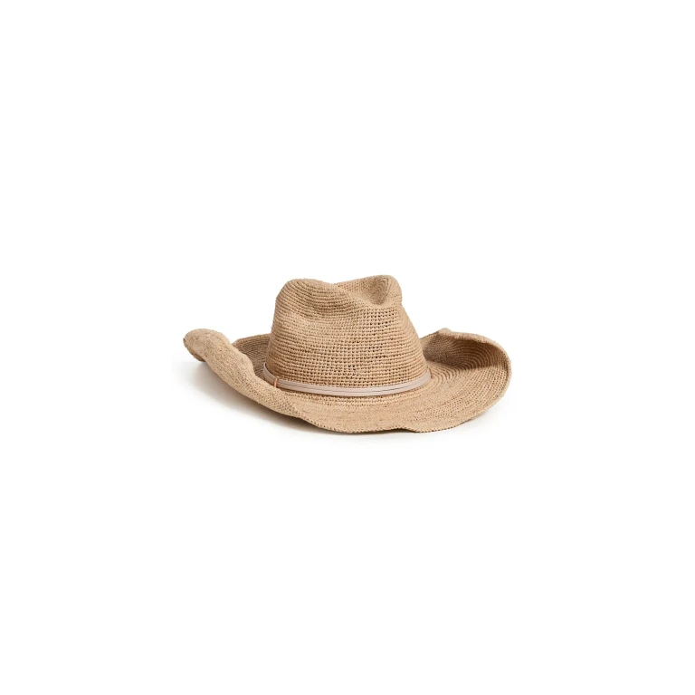 Hat Attack Raffia Crochet Cowboy Hat Natural/Neutral Bead One Size