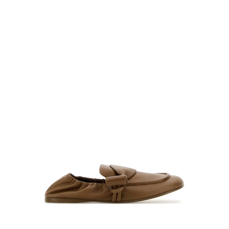 Loewe Camel Leather Toggle Loafers Oak Mocassini - Women