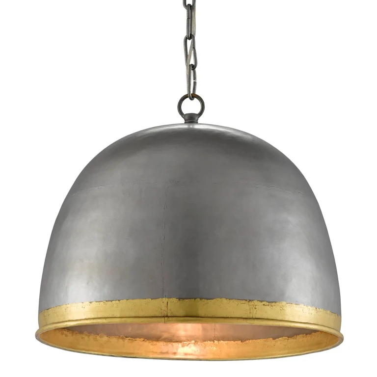 15" Matute Pendant in Pewter and Polished Brass