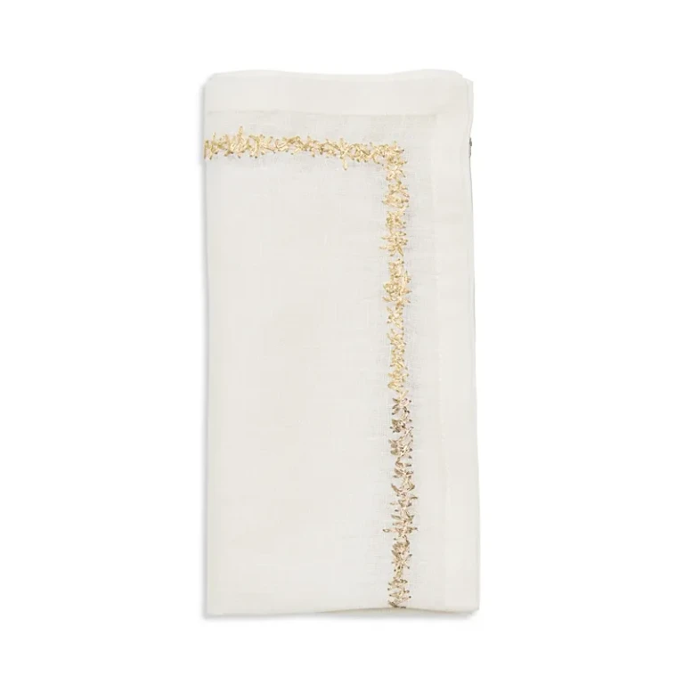 Kim Seybert Aurelia Napkin in White, Gold and Silver