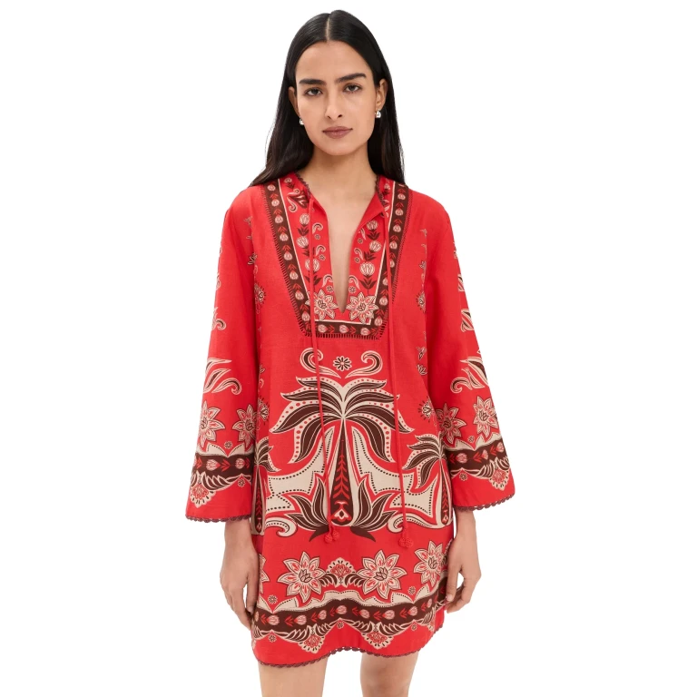 FARM Rio Ainika Mini Dress Ainika Garden Red L