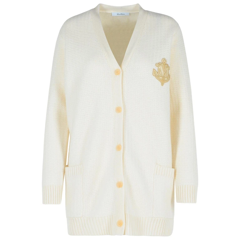 Max Mara ravello White Wool Blend Cardigan