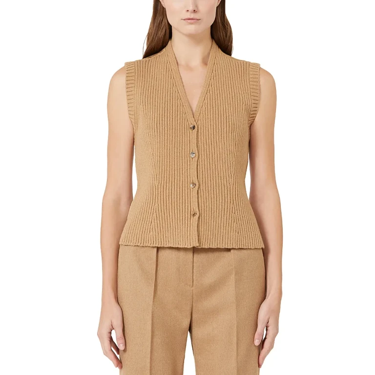 Max Mara Madre Camel Knit Vest