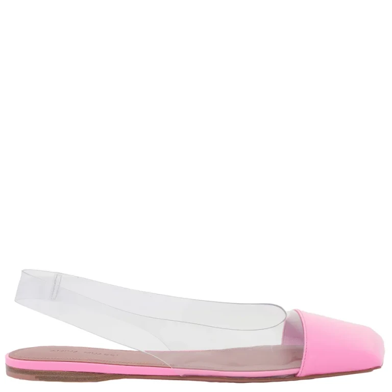 Amina Muaddi Patent Transparent Ane Glass Flats