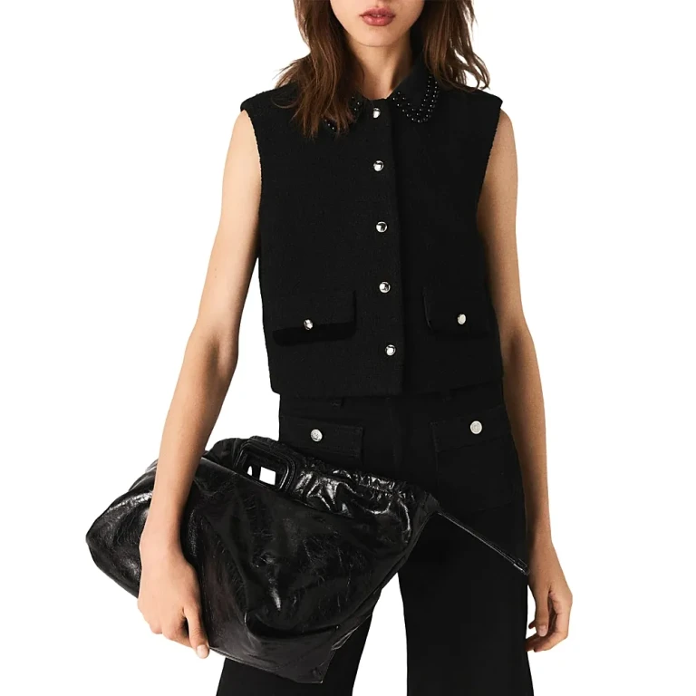 Maje Pearl Collar Sleeveless Top