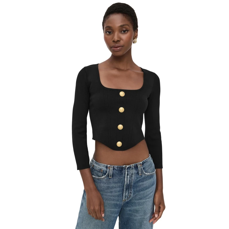 L'AGENCE Sasha 3/4 Knit Corset Black/Gold XL