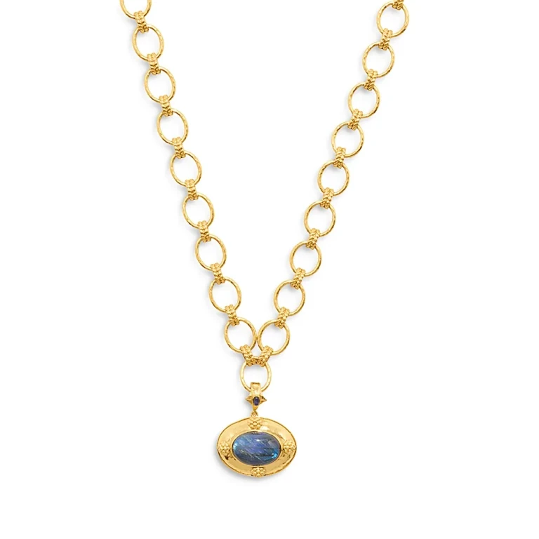 Capucine De Wulf Cleopatra Blue Labradorite Pendant in 18K Gold Plated