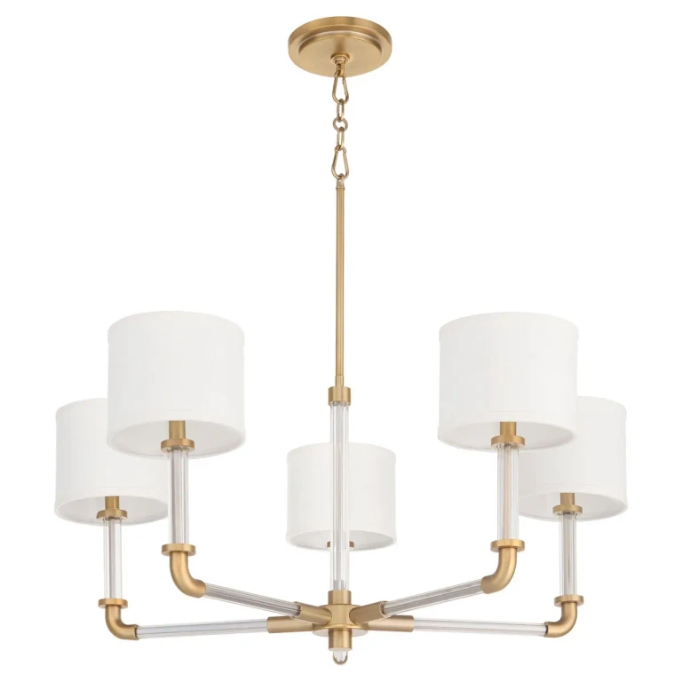 Clear Aged Brass Chandelier from the Hightower Collection