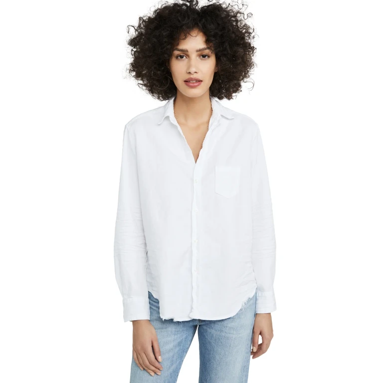 Frank & Eileen Eileen Tattered Denim Shirt White S