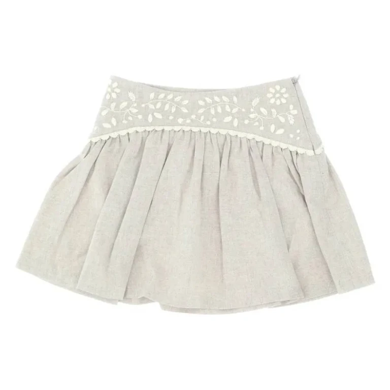 Chloe Girls Floral Embroidery Pleated Skirt