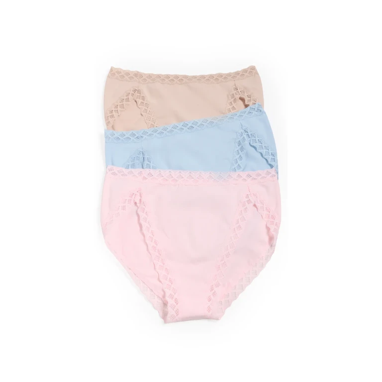 Natori Bliss French Cut 3-Pack Blue Mist/Delicate Rose/Lt Mocha XXL