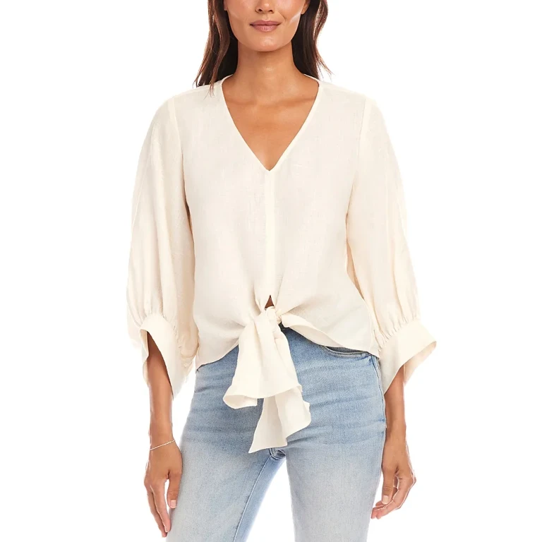 Karen Kane Linen Tie Front Top