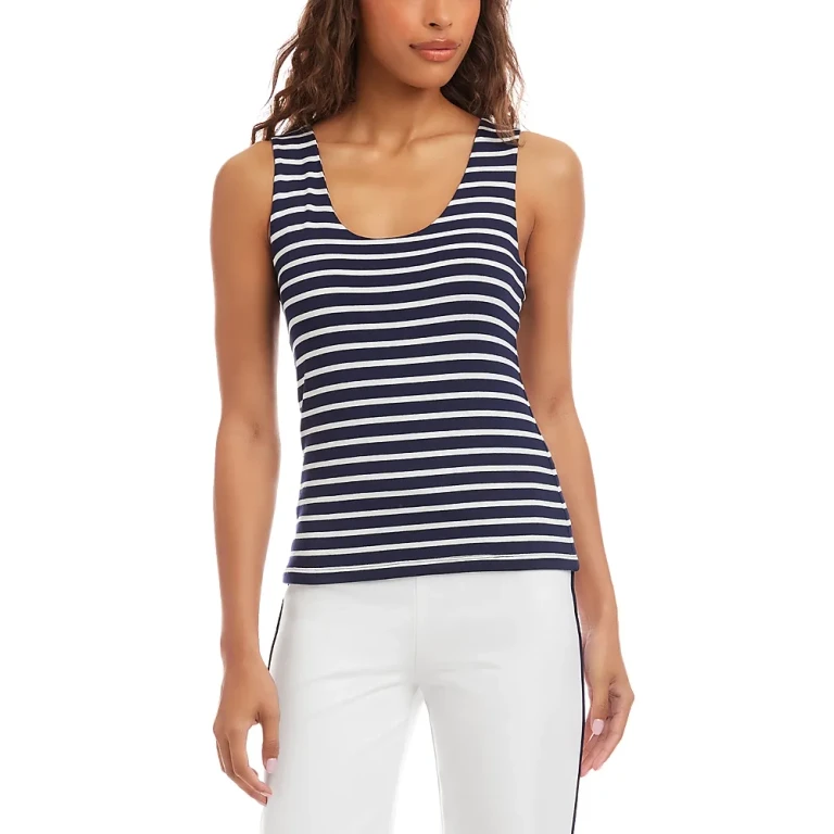 Karen Kane Stripe Scoop Neck Double Layer Tank