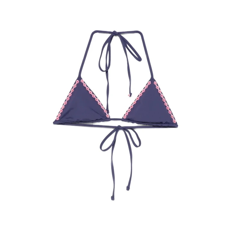 Frankies Bikinis Nick Floral-embellished Triangle Bikini Top