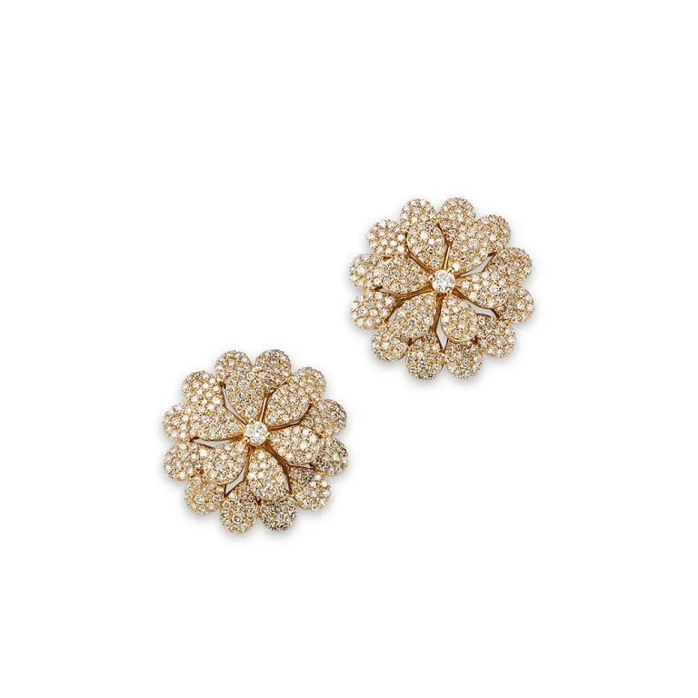 Bloomingdale's Diamond Pave Flower Stud Earrings in 14K Yellow Gold, 1.50 tcw