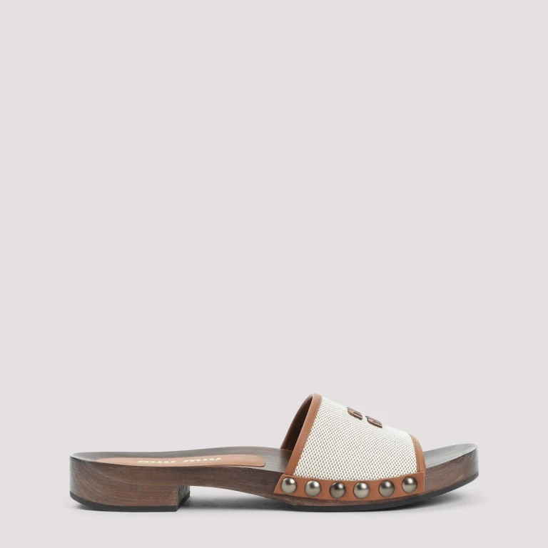 Miu Miu Canvas And Leather Clogs