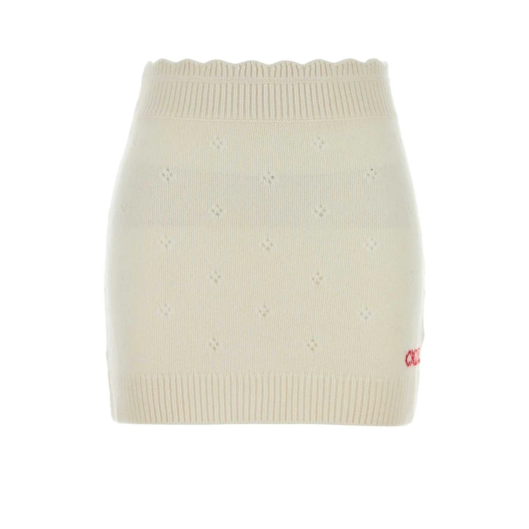 Chloé White Wool Blend Mini Skirt Iconicmilk Exterior: Cashmere Gonne - Women