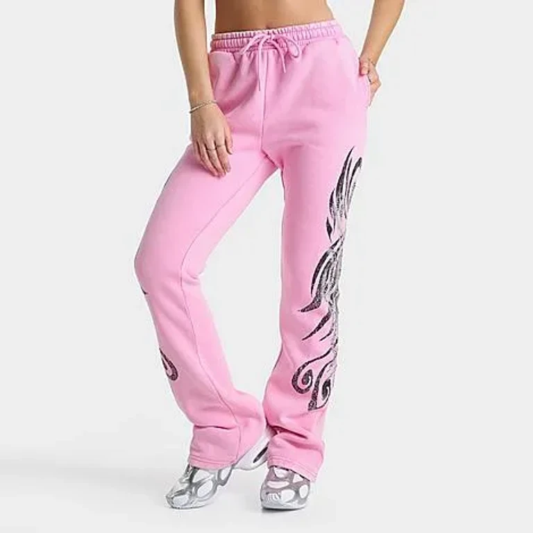 Smoke Rise Women's Ruby High-Rise Bootcut Fleece Pants in Begonia Pink Size: XS
