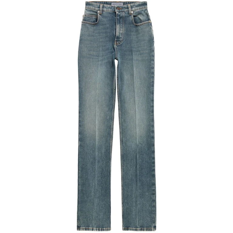 Balenciaga High Waist Slim Jeans Blue Pantaloni - Women