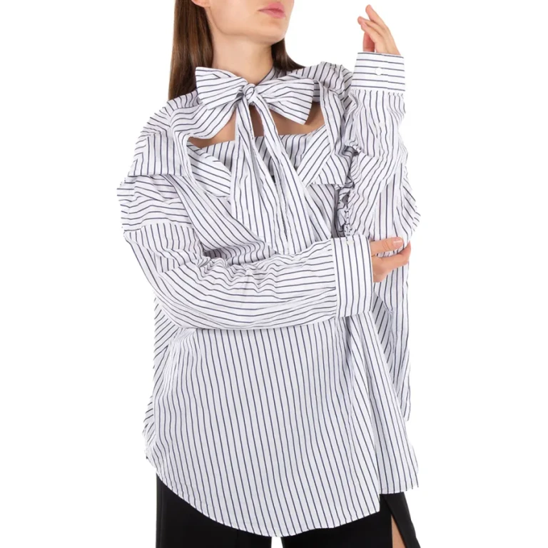 Balenciaga Pinstripe Knotted Shirt