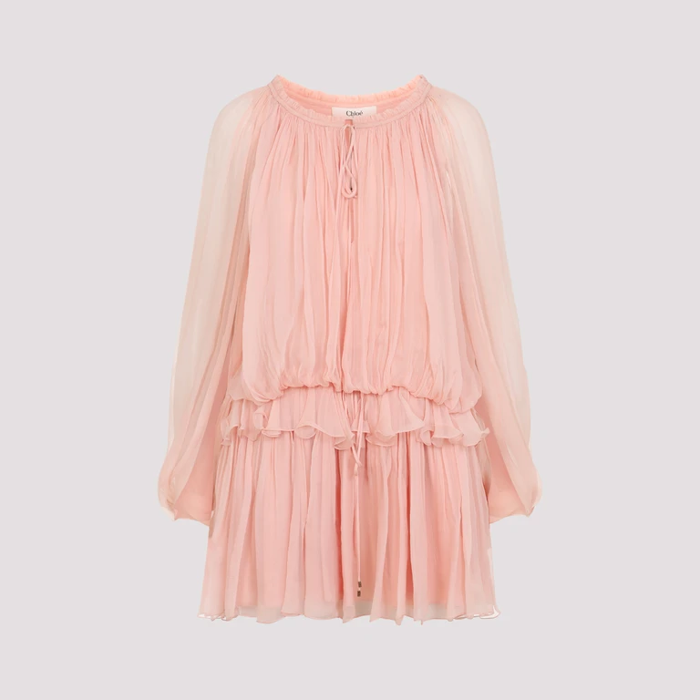 Chloé Silk Mini Dress Nude & Neutrals - Women