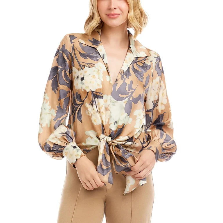 Karen Kane Satin Tie Front Top