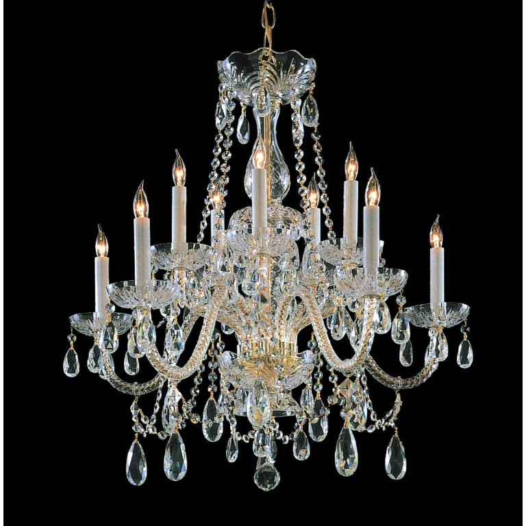 Traditional Crystal 10-Light 26" Traditional Chandelier in Polished Brass with Clear Swarovski Strass Crystals
