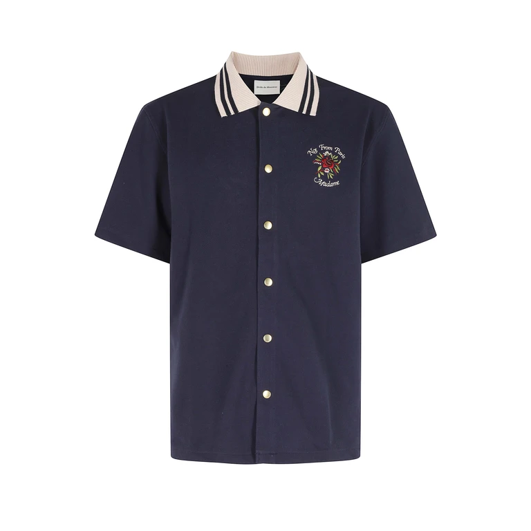 DrôLe De Monsieur Chemise Piquee Slogan Rose Blue Cotone Camicia - Men