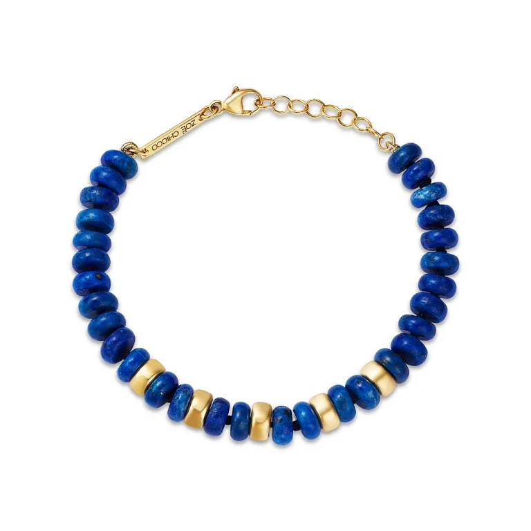 Zoe Chicco 14k Gold and 6mm Lapis Rondelle Beads Bracelet 14k Yellow Gold/Lapis One Size