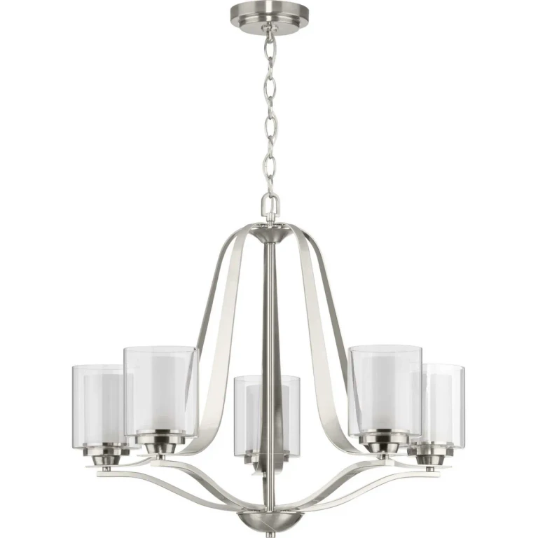 Brushed Nickel Five Light Chandelier from the Kene Collection