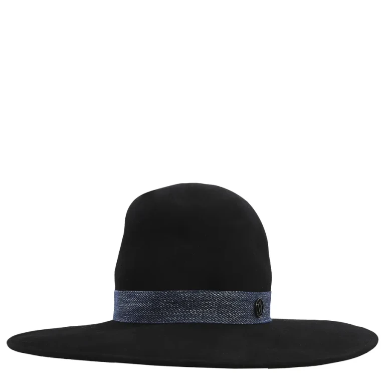 Maison Michel Ladies Black Eliza Denim Ribbon Capeline Hat